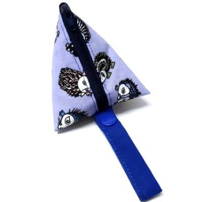 Schnullertasche, Pyramidentasche lila mit Igel