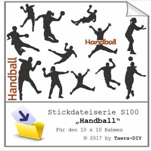 Stickdatei Serie Handball S100 Sport Scherenschnitt