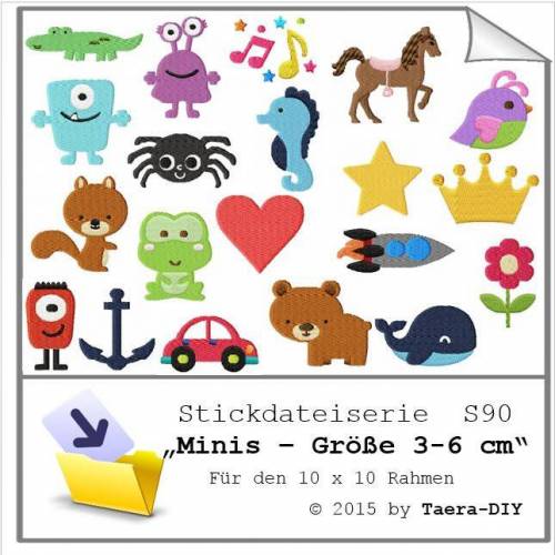 Stickdate Serie Minis für Puschen S90 Kleine Motive
