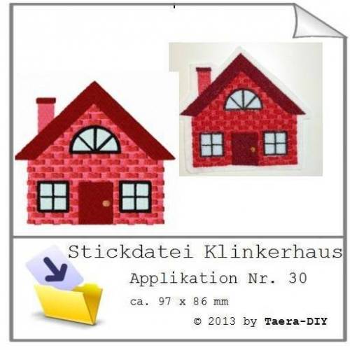 Stickdatei Klinkerhaus Nr. 30 Haus Häuschen