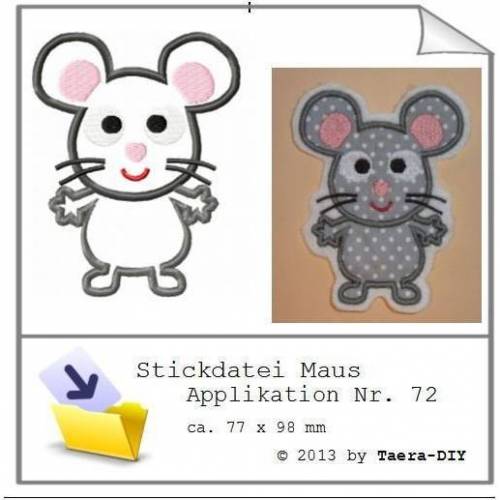 Stickdatei Maus Applikation Nr. 72