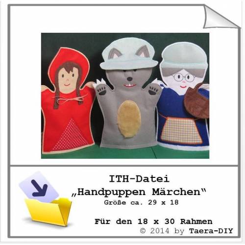 ITH - Datei In the Hoop Handpuppen Märchen für 18x30 cm Rahmen Rotkäppchen