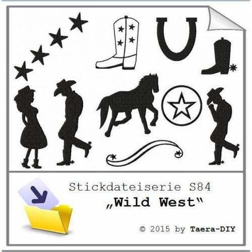 Stickdatei Serie Wild West S84 Pferd Cowboy Hufeisen