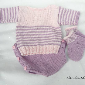 Bio Babykleidung Mädchen handgestrickt Set Größe 62
