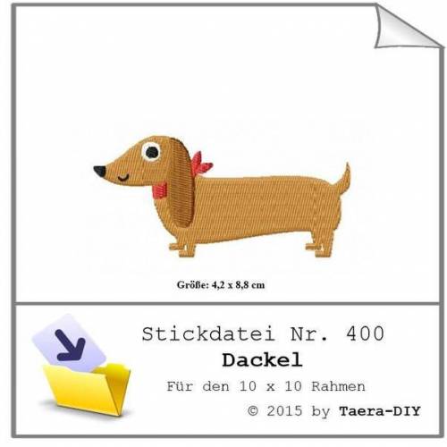 Stickdatei Dackel Nr. 400 Hund Füllstich
