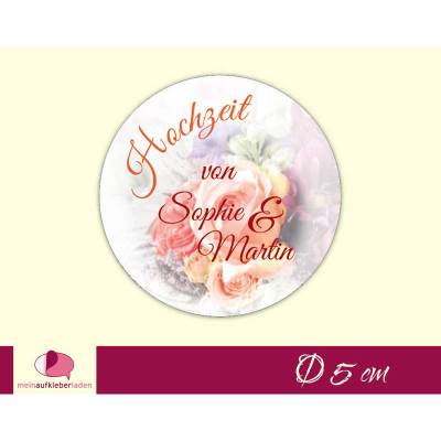 Hochzeitsaufkleber | Blumenstrauß  orange 