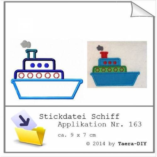 Stickdatei Schiff Nr. 163 Boot Dampfer Applikation