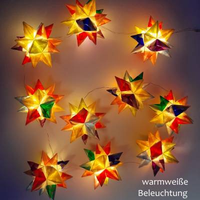 Origami Bastelset Bascetta 10 Sterne transparent/bunt 4,5 cm x 4,5 cm