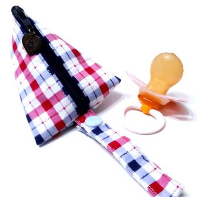 Schnullertasche, Pyramidentasche kariert