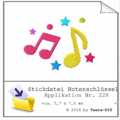 Stickdatei Musik Noten Nr . 228