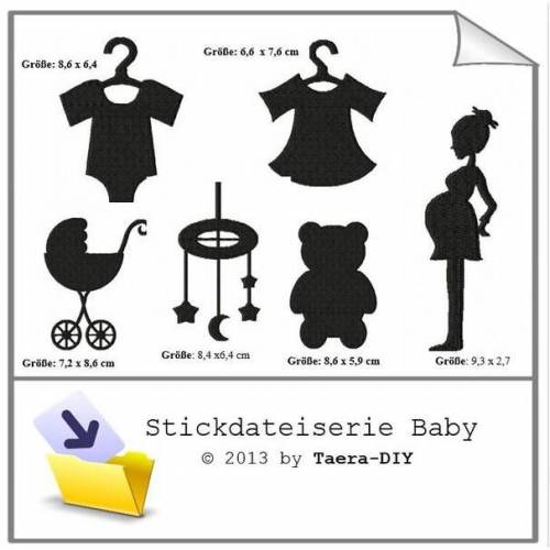 Stickdatei serie Baby Schwangerschaft Kinderwagen