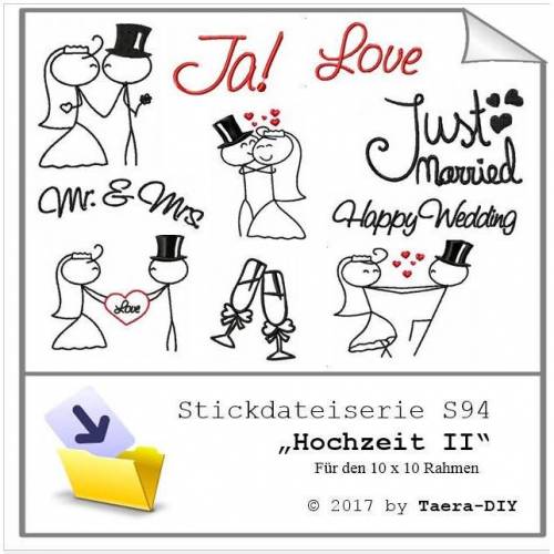 Stickdatei  Stickserie Stickmotiv Hochzeit II S94