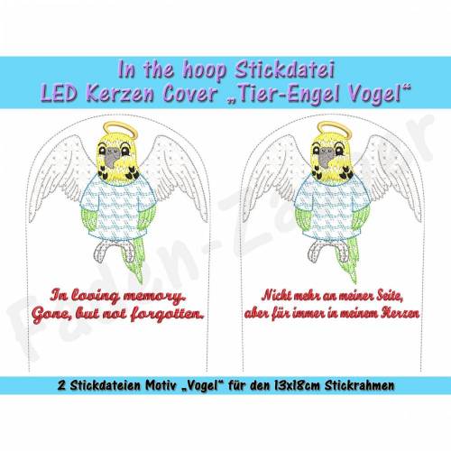 LED Kerzen-Cover Tier-Engel Vogel - ITH für den 13x18cm Rahmen