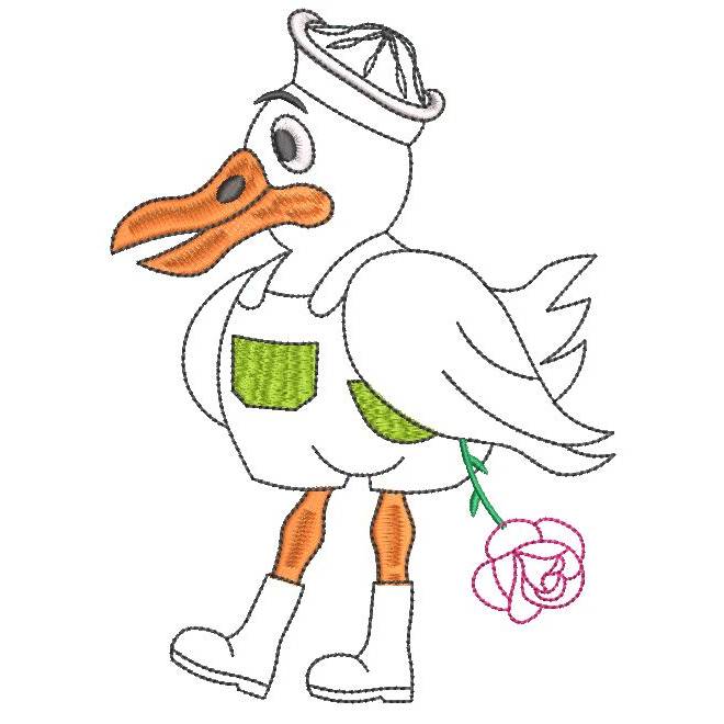 Möwe Gustav der Rosenkavalier, Doodle / Stickdatei - Größen 199,5 x 144,8mm + 178,6 x 129,6mm Bild 5