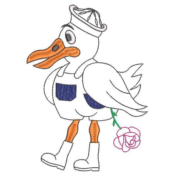 Möwe Gustav der Rosenkavalier, Doodle / Stickdatei - Größen 199,5 x 144,8mm + 178,6 x 129,6mm Bild 6