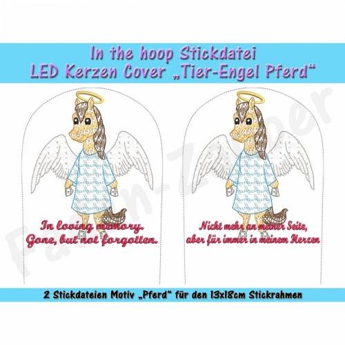 LED Kerzen-Cover Tier-Engel Pferd - ITH für den 13x18cm Rahmen