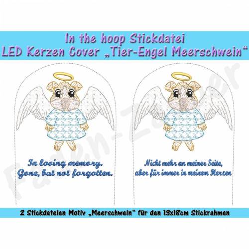 LED Kerzen-Cover Tier-Engel Meerschwein - ITH für den 13x18cm Rahmen