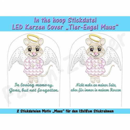LED Kerzen-Cover Tier-Engel Maus - ITH für den 13x18cm Rahmen