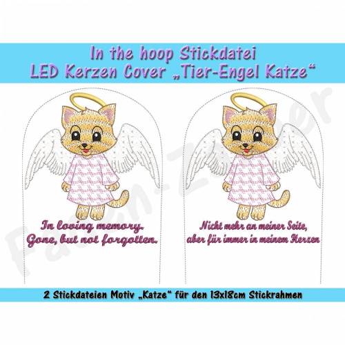 LED Kerzen-Cover Tier-Engel Katze - ITH für den 13x18cm Rahmen