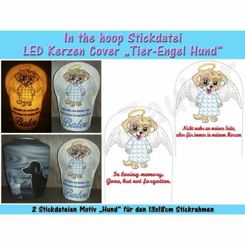 LED Kerzen-Cover Tier-Engel Hund - ITH für den 13x18cm Rahmen