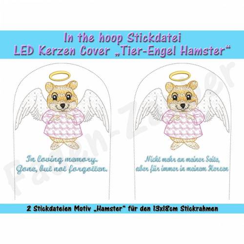 LED Kerzen-Cover Tier-Engel Hamster - ITH für den 13x18cm Rahmen