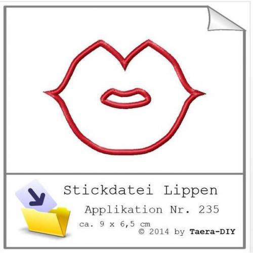 Stickdatei Lippen Nr. 235 Applikation Kussmund