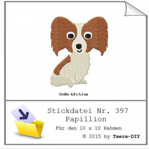 Stickdatei Papillion Nr. 397 Hund Füllstich