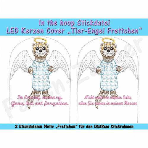 LED Kerzen-Cover Tier-Engel Frettchen - ITH für den 13x18cm Rahmen