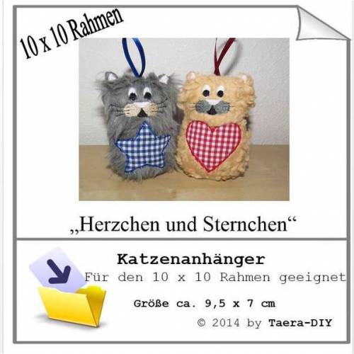 ITH In the Hoop Katze 10 x 10 cm Rahmen Schlüsselanhänger