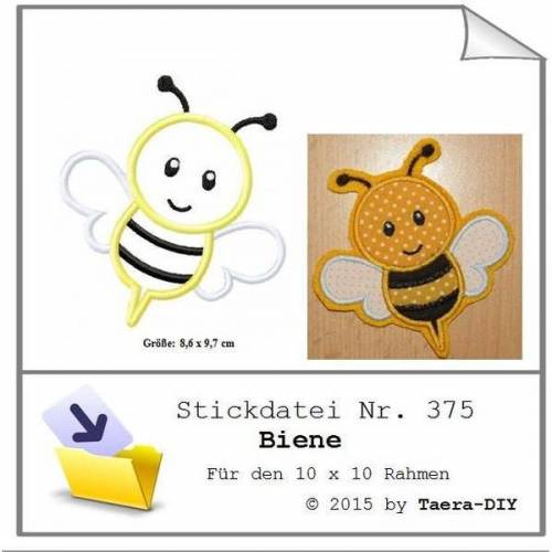 Stickdatei Biene Nr. 375 Appliktaion