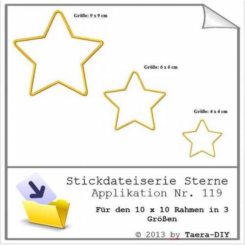 Stickdatei Serie Sterne in 3 Größen Nr. 119