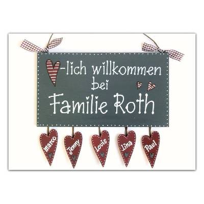 personalisiertes Hochzeitsgeschenk Türschild Familie mit Name, exklusives Geschenk für das Brautpaar zur Hochzeit, außergewöhnliches Willkommensschild