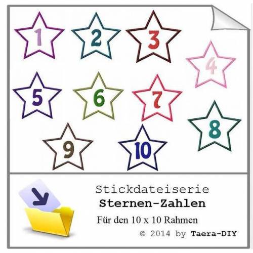 Stickdatei Serie Sternen - Zahlen Applikationen