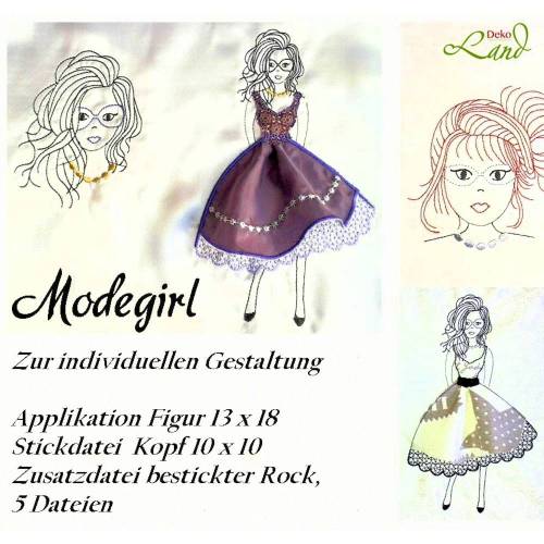 Stickdatei Applikation Modegirls