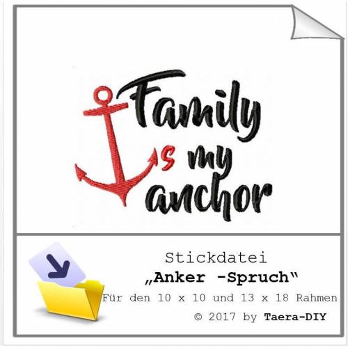 Stickdatei Spruch - Anker S99