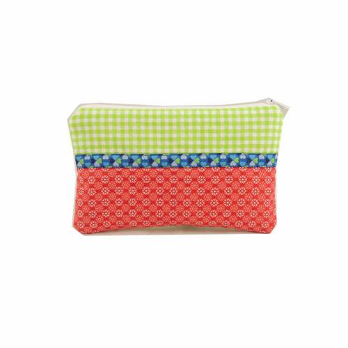 Mäppchen Täschchen rot grün blau Klee Herz Punkte kariert Karo weiß handmade