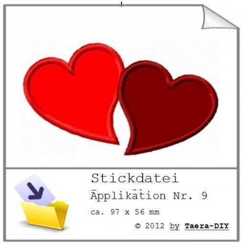 Stickdatei Applikation Doppelherz Nr. 9