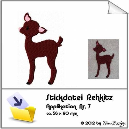 Stickdatei  Rehkitz Nr. 7 Applikation Reh
