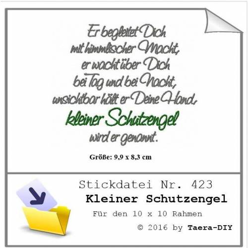 Stickdatei Spruch Kleiner Schutzengel Nr. 423