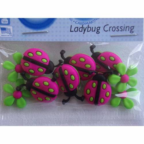 Dress it up Knöpfe - Buttons       Marienkäfer        (1 Pck.)    Ladybug Crossing