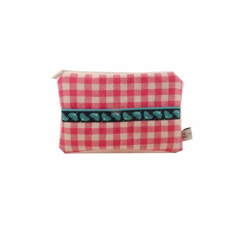 Mäppchen Täschchen Karo kariert türkis pink rosa Sterne Stern  handmade