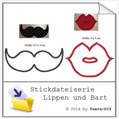 Stickdatei serie Lippen und Bart