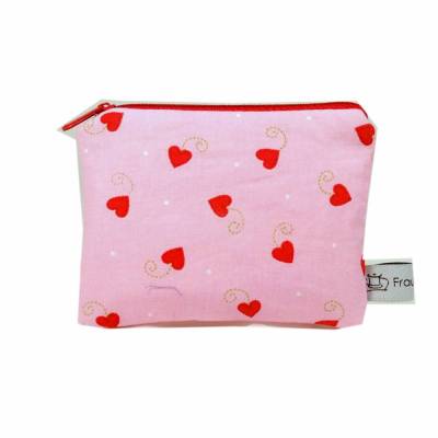 Täschchen Geldbörse Etui Mäppchen rosa rot Herzen weiß Karo Geschenk Valentinstag Freundin Ehefrau Geburtstag