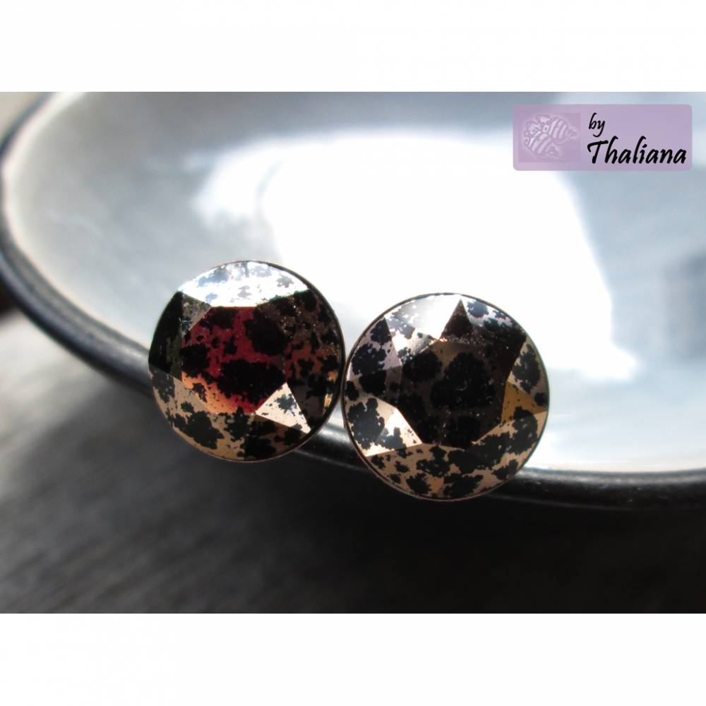 BLACK rose PATINA megafunkelige Glitzer-Ohrstecker Bild 2