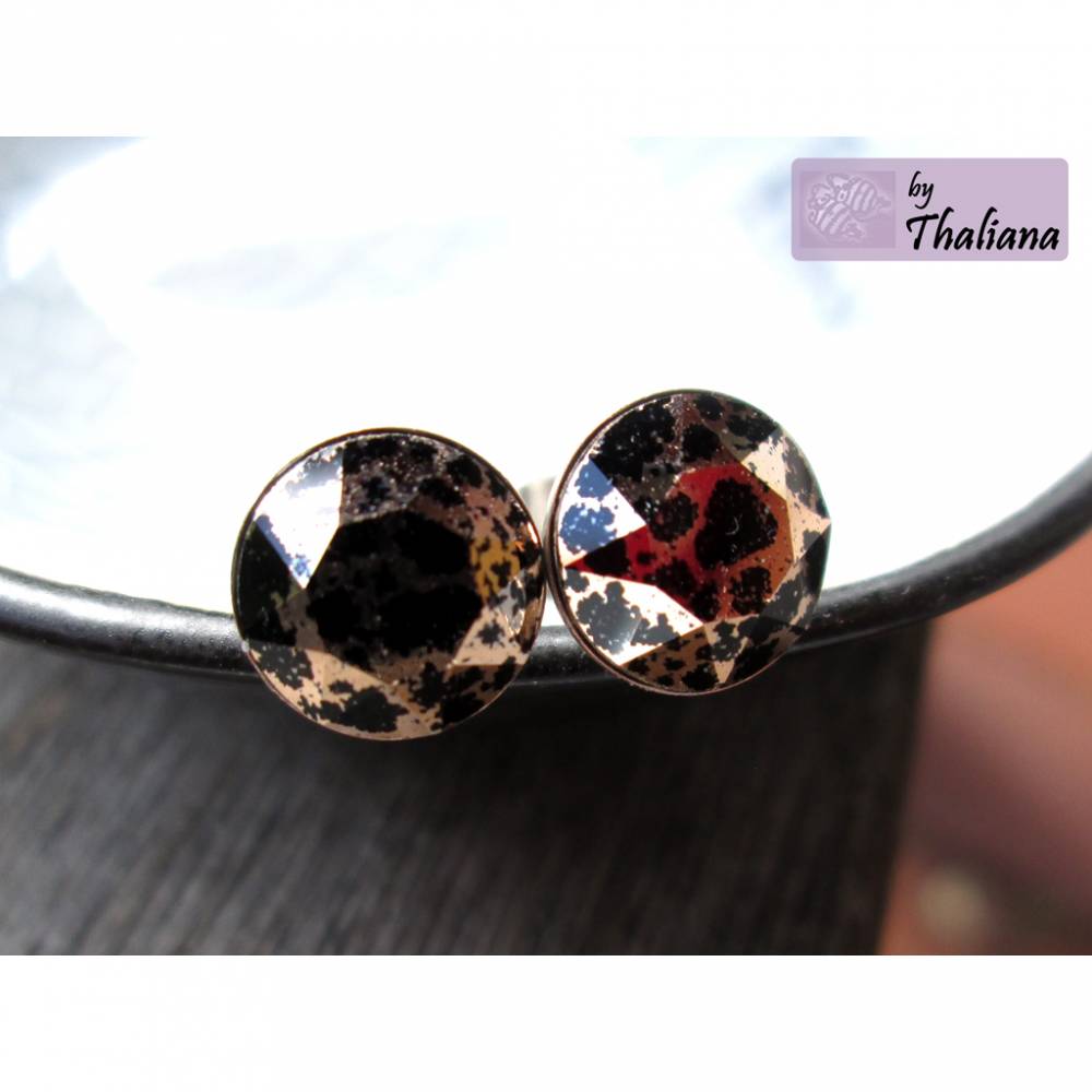 BLACK rose PATINA megafunkelige Glitzer-Ohrstecker Bild 4