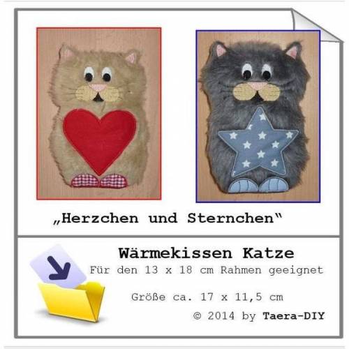 ITH  In the Hoop Wärmekissen/Körnerkissen Katze für 13 x 18 cm Rahmen