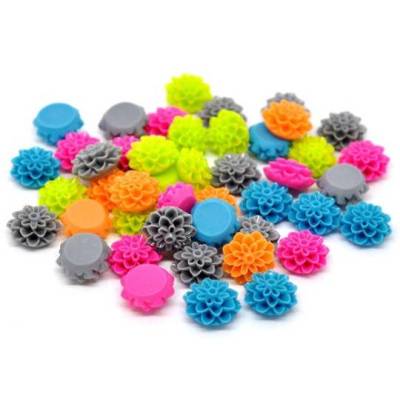 10 Blumen, Blüten, Chrysanthemen, Harz, bunt,16x8mm,