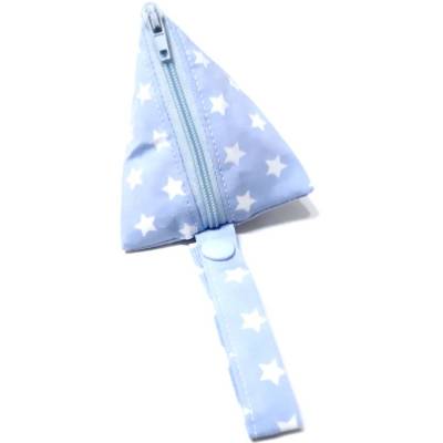 Schnullertasche, Pyramidentasche hellblau mit Sterne