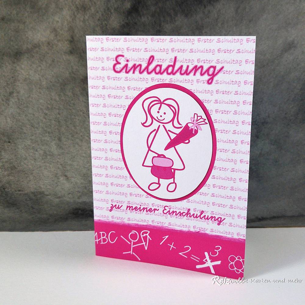 Einladungskarte Einschulung Schulanfang Mädchen Bild 1