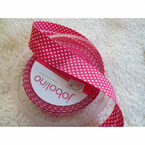 Einfassband Schrägband Punkte/Dots Jobolino 30 mm pink Oeko-Tex Standard 100  (1m/1,50 €)